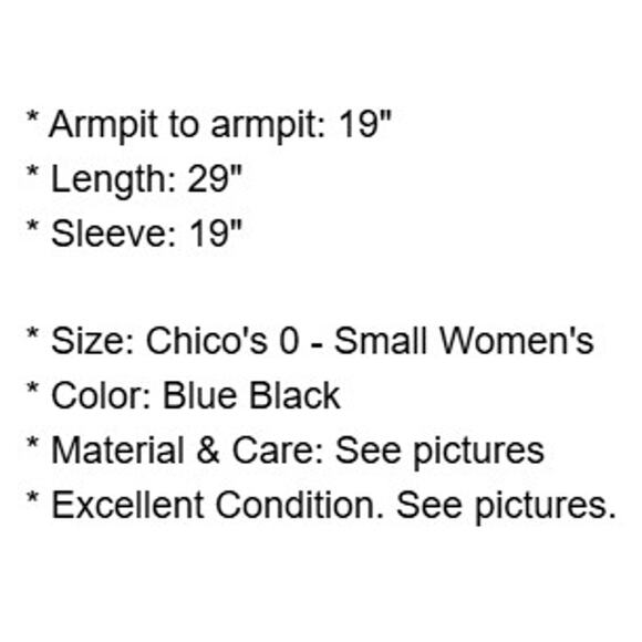 Chicos Top 0 Womens Small Blue Black Neck Beads Stretch Knit Blouse Tunic - Picture 4 of 14